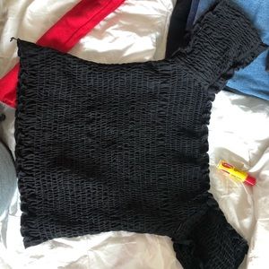 black cropped fitted shirt